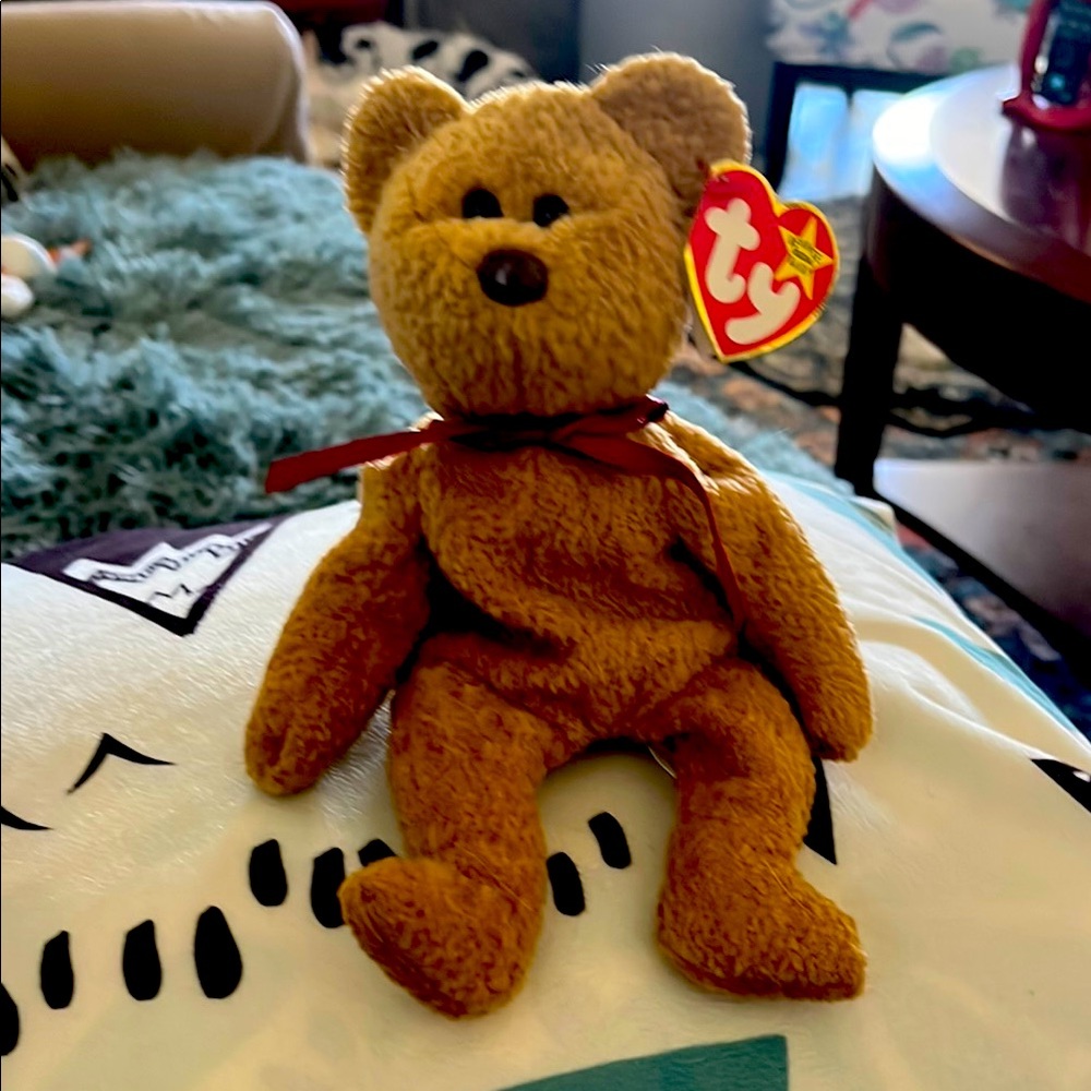 Ty Tan Teddy Bear Plush with Bow
